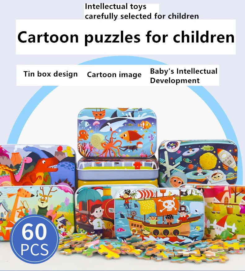 Wooden Cartoon Puzzle Toys for Children