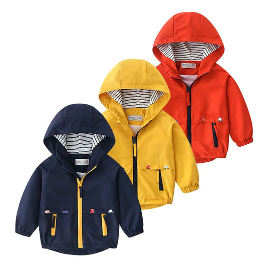 Kid's  Hooded Windbreaker With Pockets