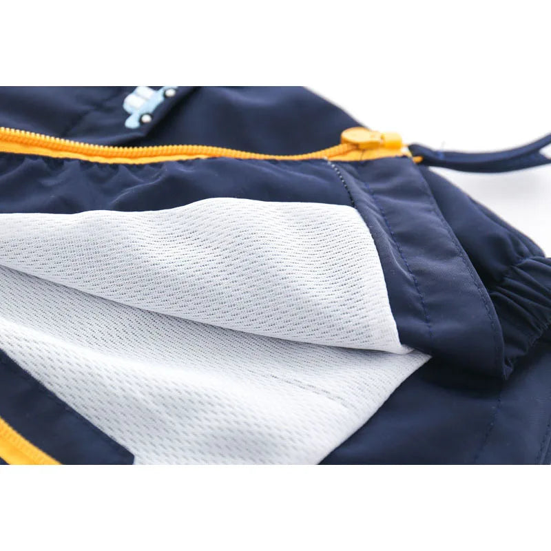 Kid's  Hooded Windbreaker With Pockets