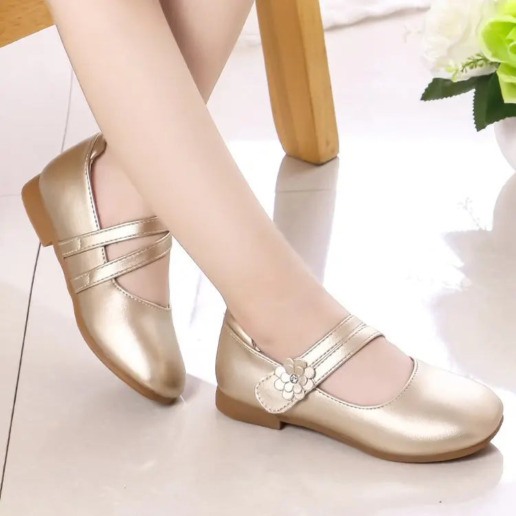 Princess Girls Leather Flat Shoes