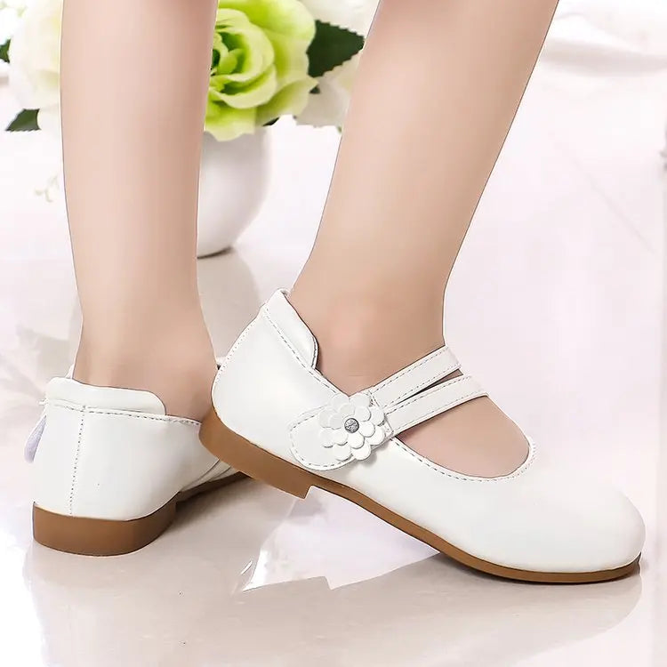 Princess Girls Leather Flat Shoes