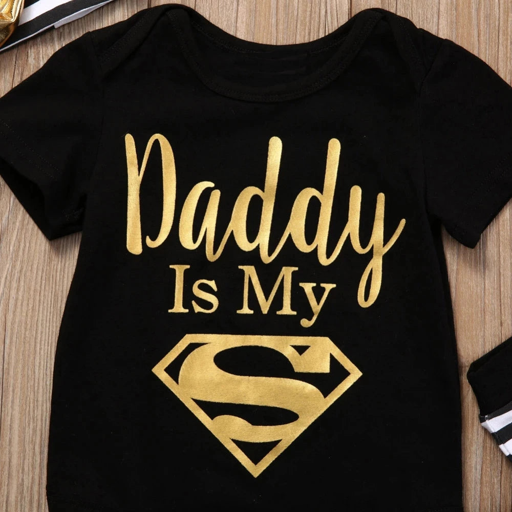 Newborn Romper- Daddy Is My Hero Print