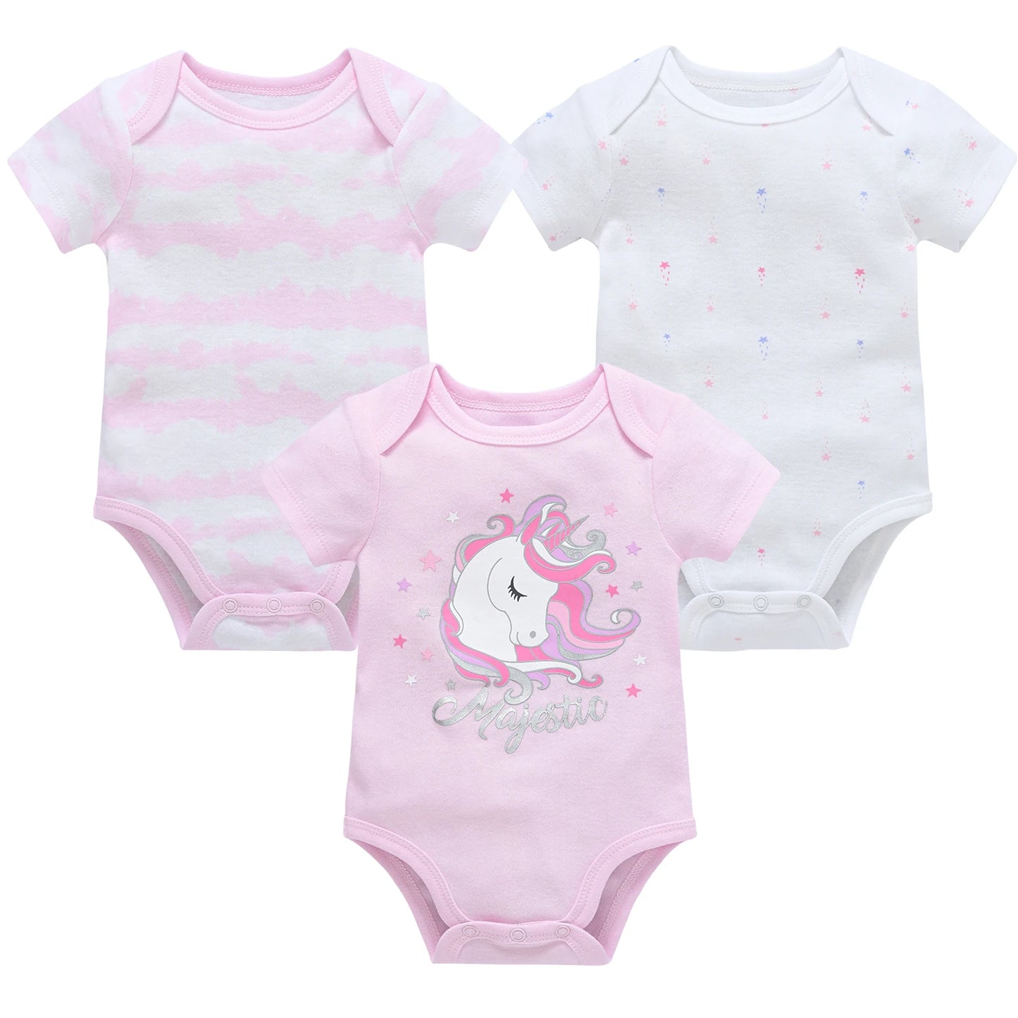 3/6 Pcs Newborn Short Sleeve Bodysuits