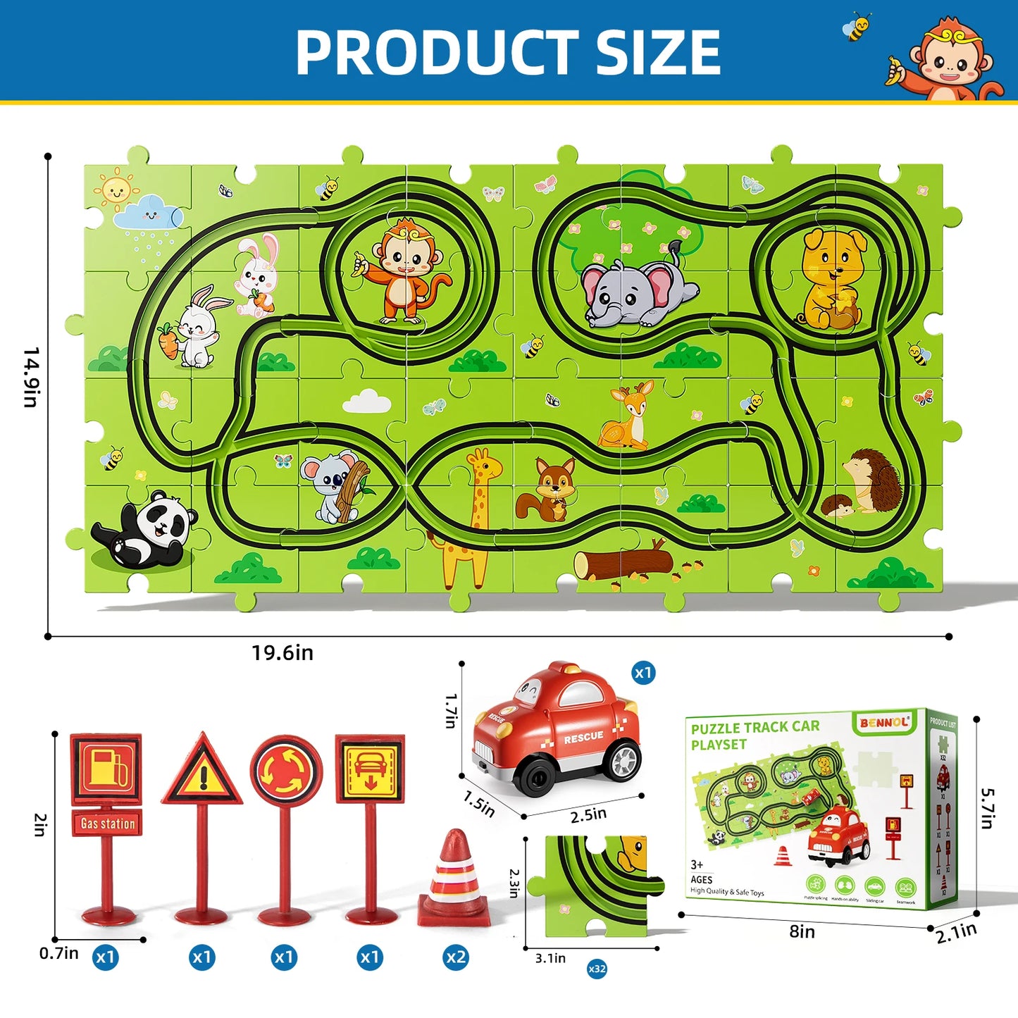 Race Track Jigsaw Puzzle  Car Set Toys for Kids