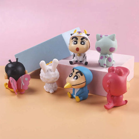 Crayon Shin Chan Action Figure 6Pcs/Set  Cartoon Japanese Kawaii Figurines Collectibles Movie Peripheral Toy Gifts for Children