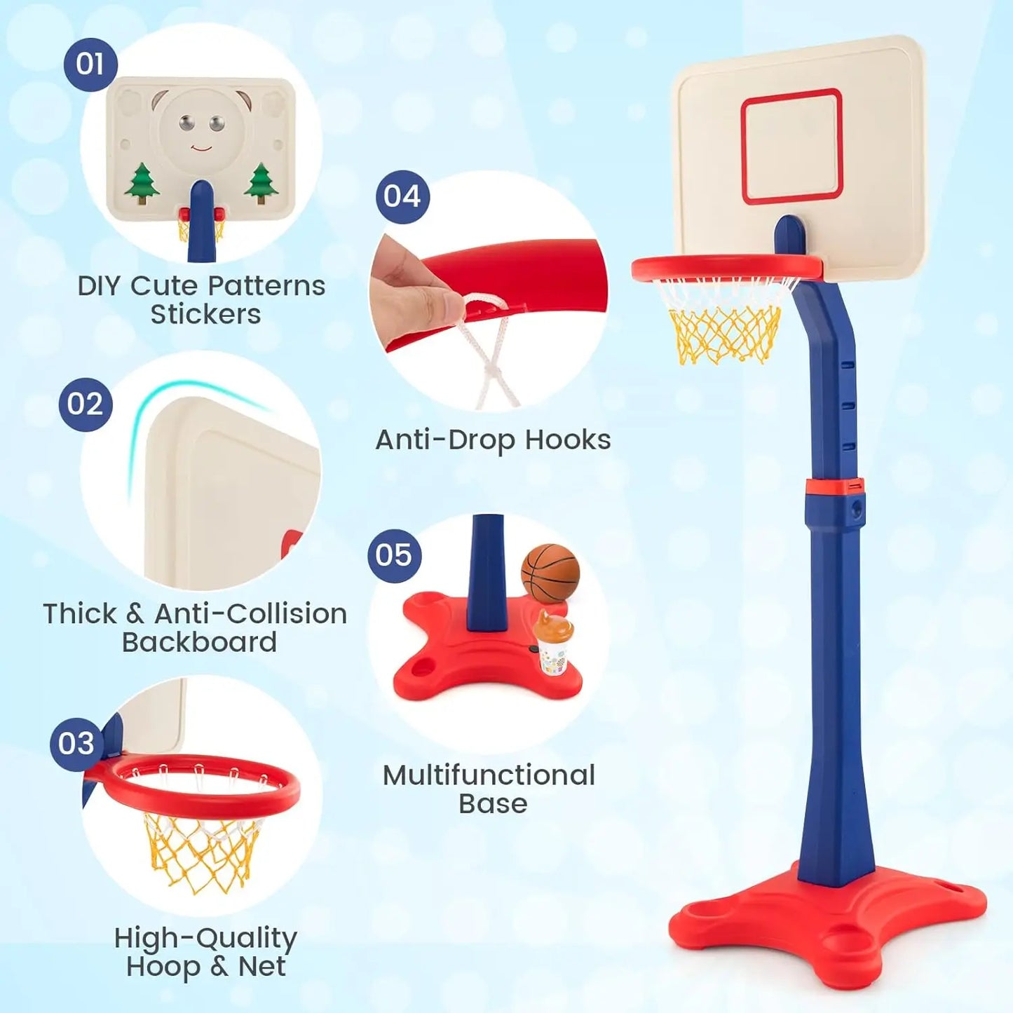 Kids Adjustable Height Basketball Hoop