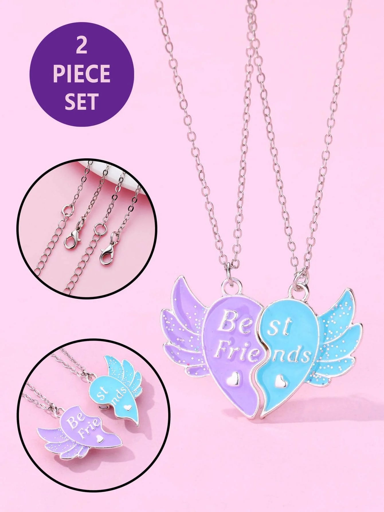 2 Pcs/Set Magnetic Necklace Of Little Angel For Best Friends