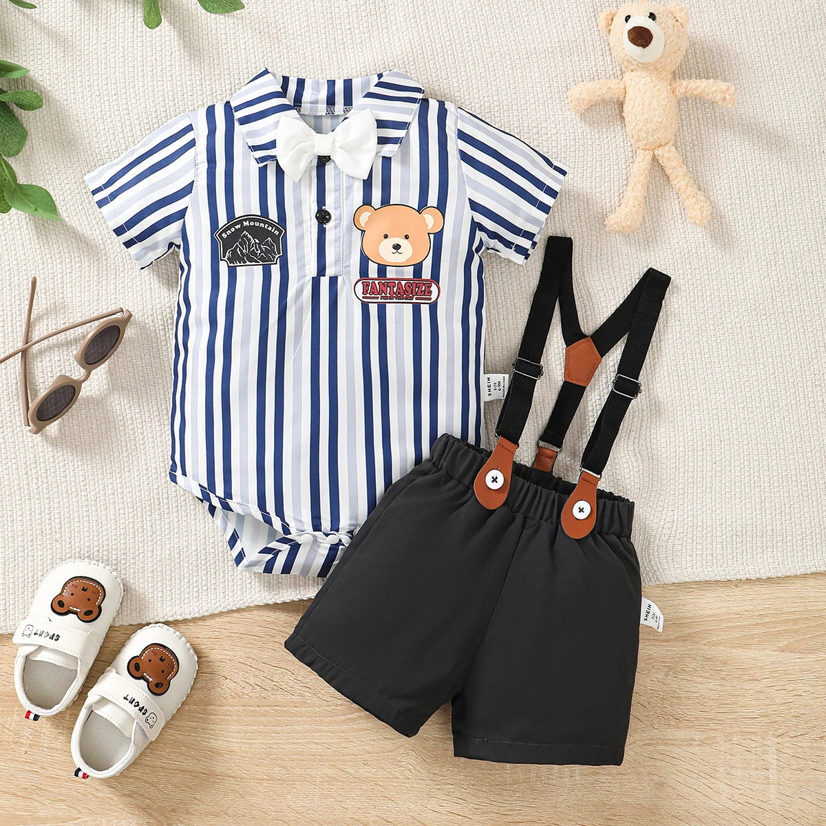 Baby Boy Polo Collar Striped Short Sleeve Dress