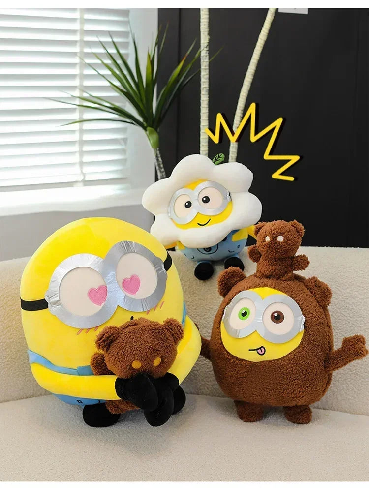 Movie Minions Plush Bob+Tim Series Bob Holding Tim Bear Doll High Quality Cute Animal Toys Christmas Gifts