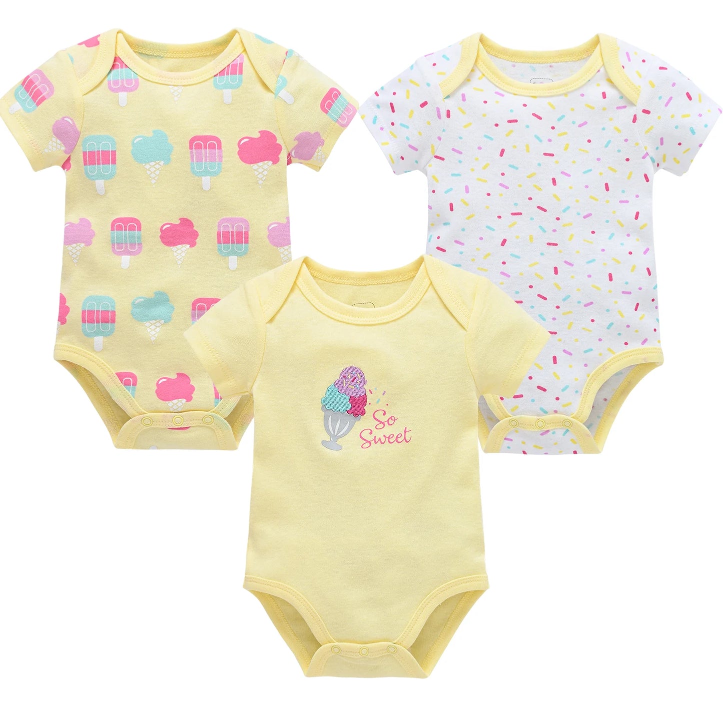 3/6 Pcs Newborn Short Sleeve Bodysuits