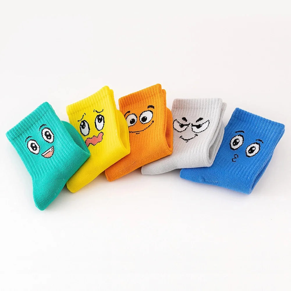 5 Pairs Kid's Comfortable Breathable Emoticons Socks