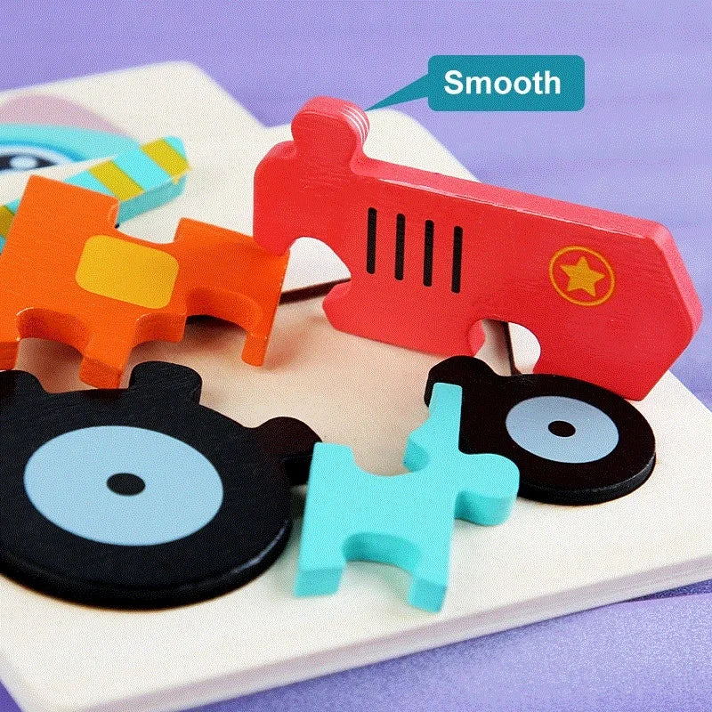 Montessori Animals Cartoon Wooden Puzzles