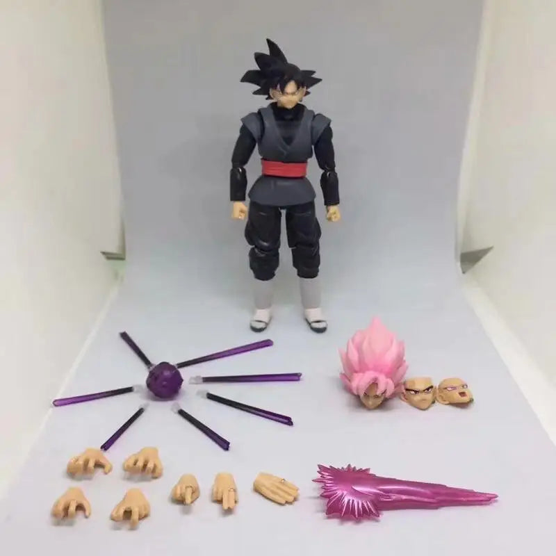 Dragon Ball Black Goku Zamasu 14cm Anime Action Figure Super Saiyan Movie Version Dbz Model With Multiple Accessories Toys Gifts