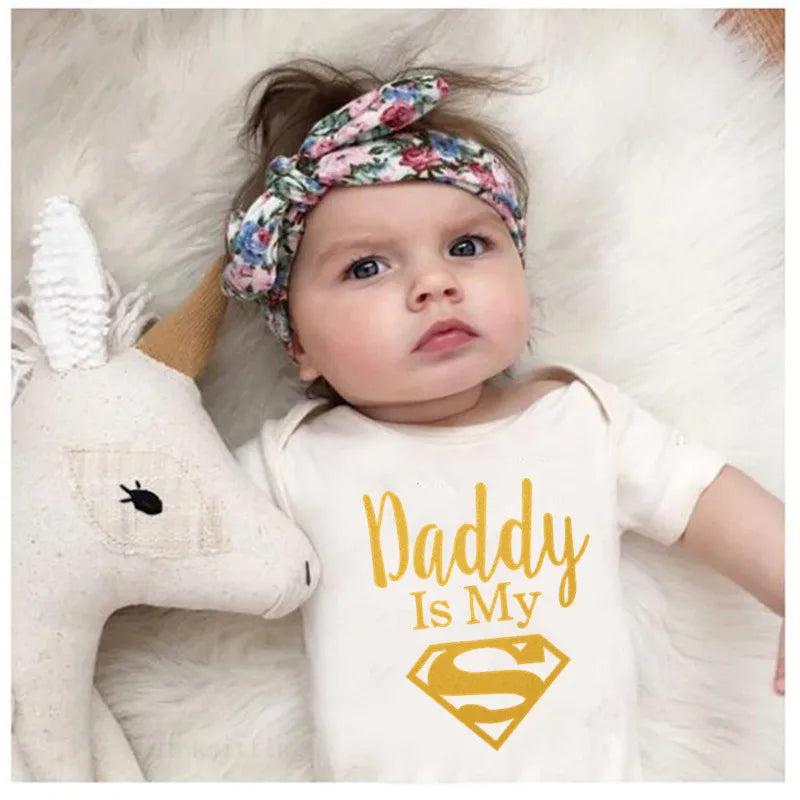 Newborn Romper- Daddy Is My Hero Print