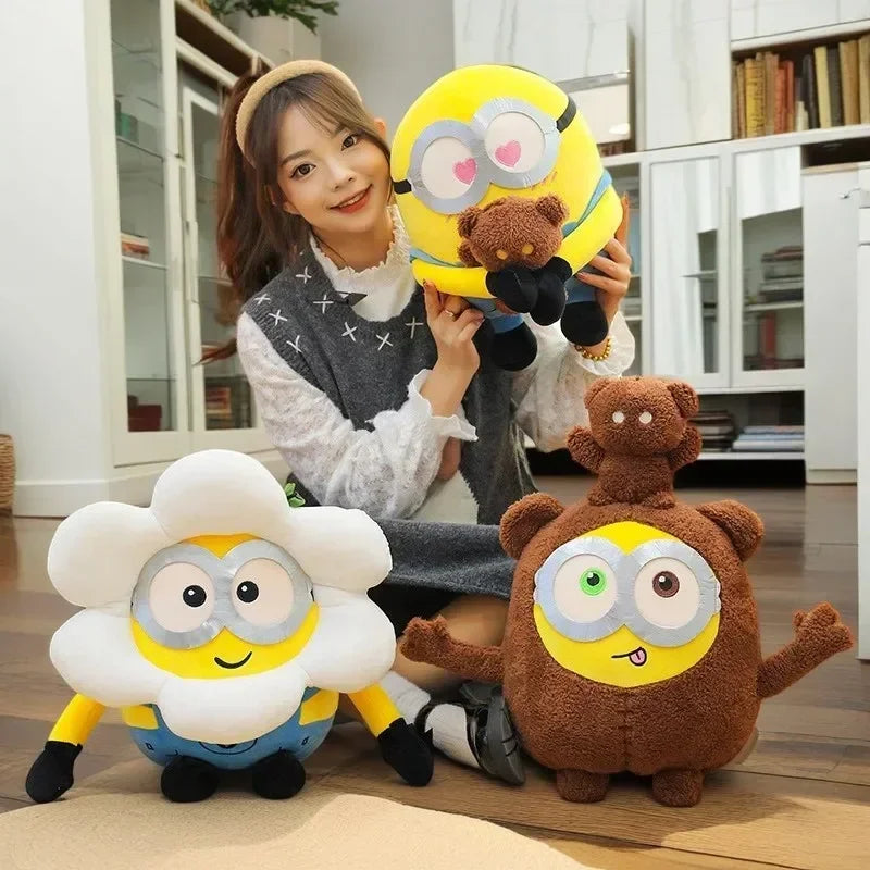 Movie Minions Plush Bob+Tim Series Bob Holding Tim Bear Doll High Quality Cute Animal Toys Christmas Gifts