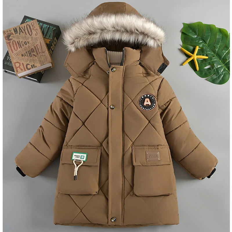 Solid Color Plush Warm Fur Collar Hooded Jacket