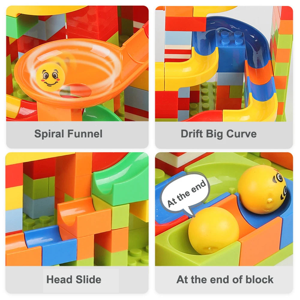 Marble Race Maze Ball Funnel Slide Building Blocks