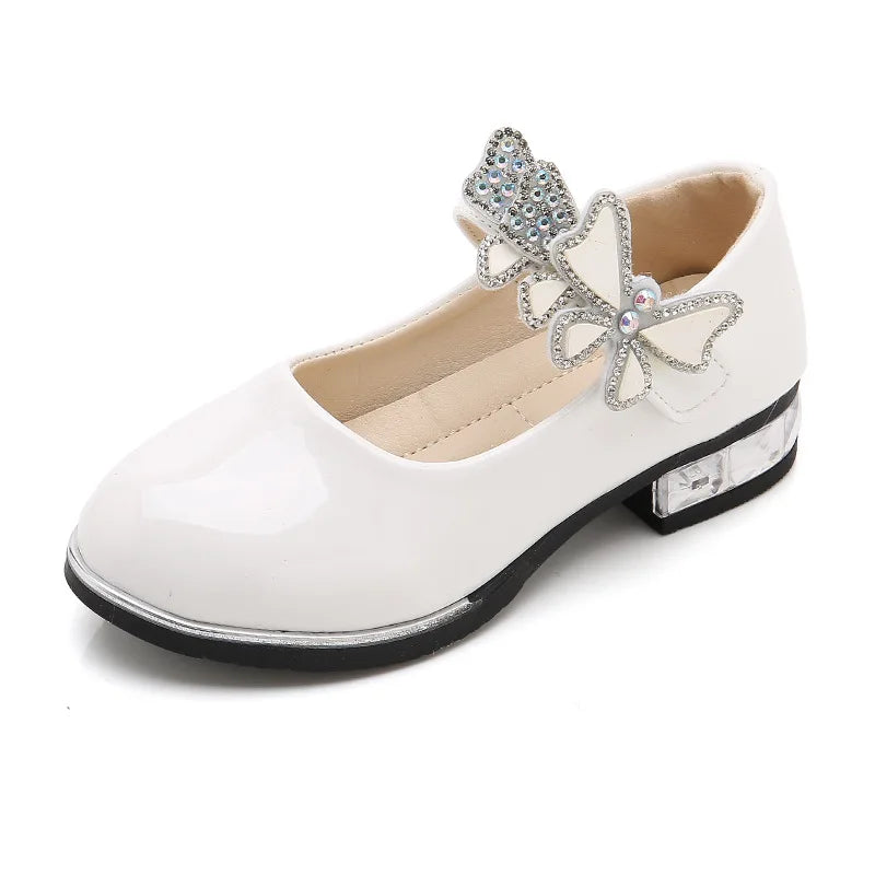 Butterfly-knot Girls Leather Dress Shoes