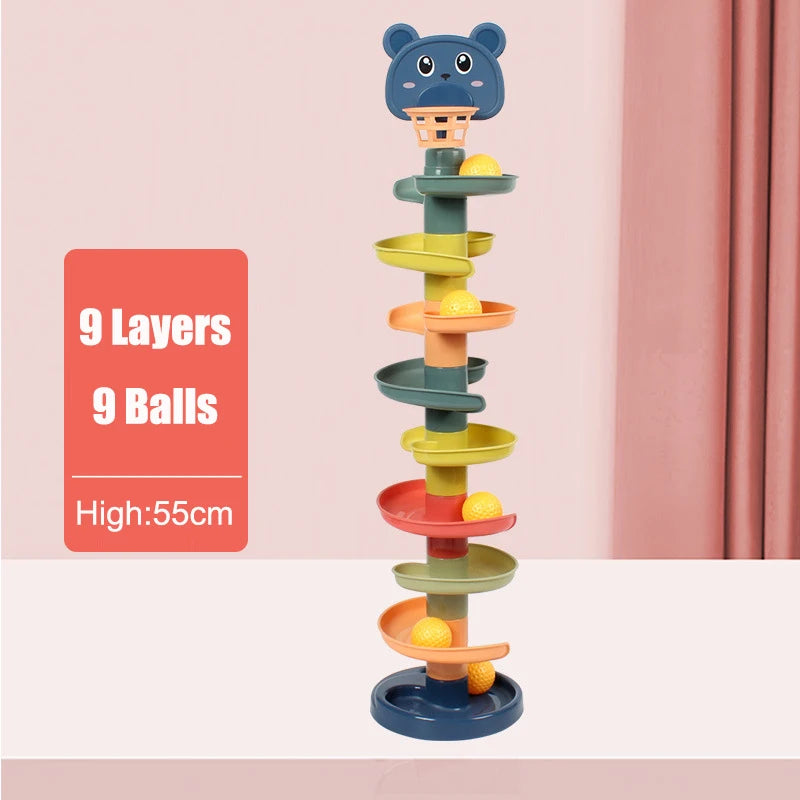 Sliding Rolling Balls Pile Tower Stacking