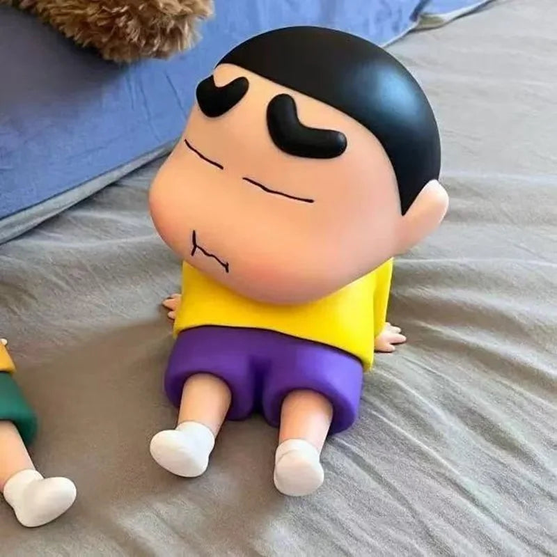 Crayon Shin-Chan Figures Phone Holder Kawaii Anime Desktop Ornaments Cartoon Watching TV Phone Support Cute Doll Decorations