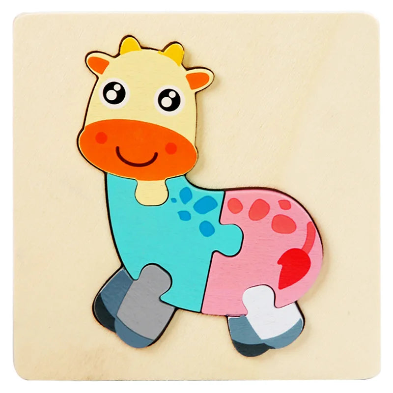 Montessori Animals Cartoon Wooden Puzzles