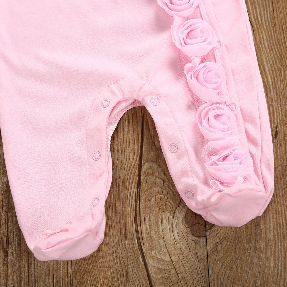 Newborn Baby Girl Clothes  2pcs Long Sleeve Lace Romper & Headband Set