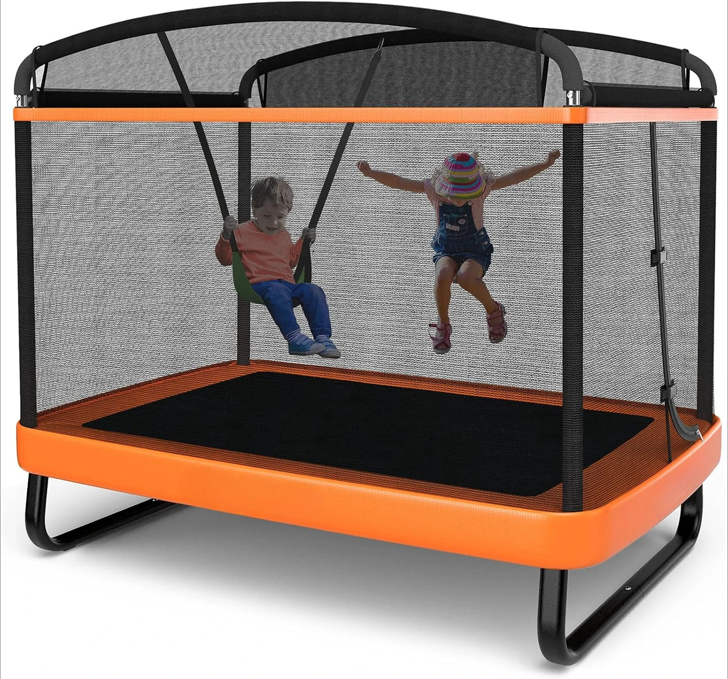 Rectangle 6FT Toddler Trampoline with Swing & Enclosure Safety Net