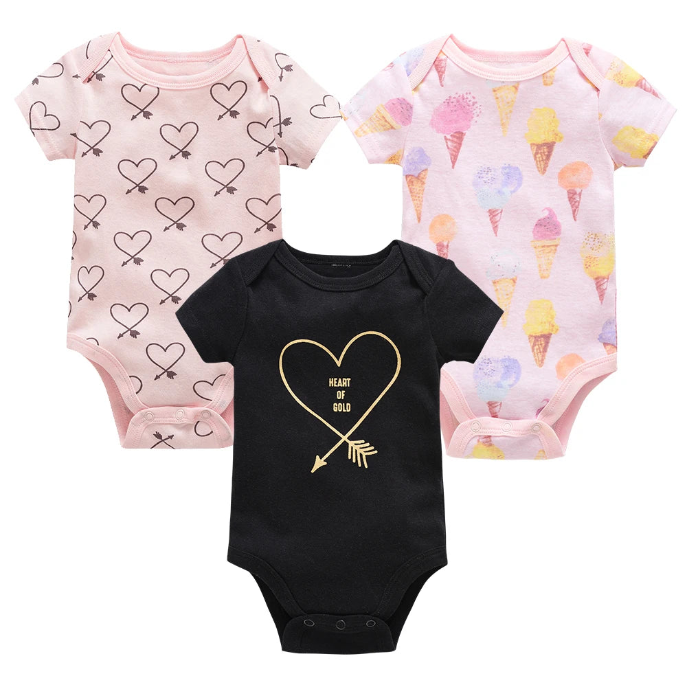 3/6 Pcs Newborn Short Sleeve Bodysuits