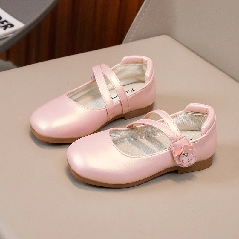 Princess Girls Leather Flat Shoes