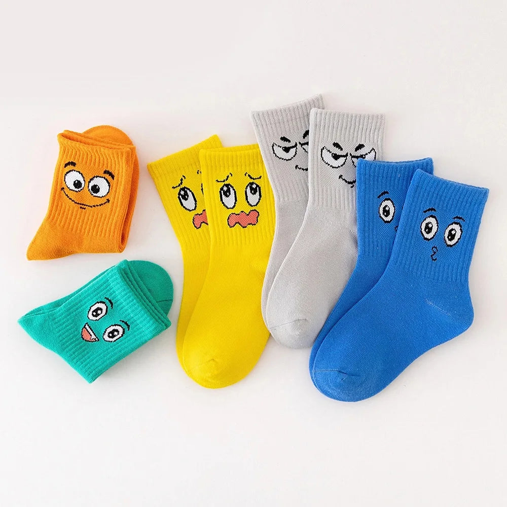 5 Pairs Kid's Comfortable Breathable Emoticons Socks