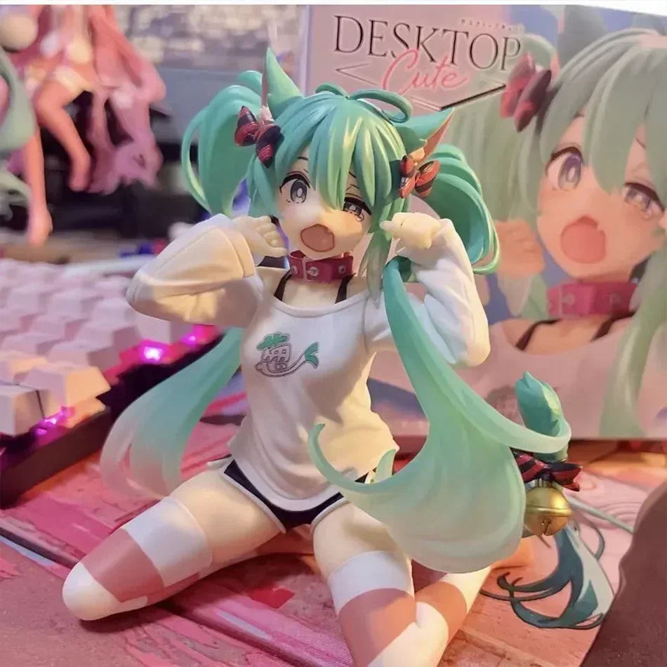 Anime Hatsune Miku Figure Cat Ear Long Sleeve Clothes Ver Model Toy Gift Collection Action Figure PVC
