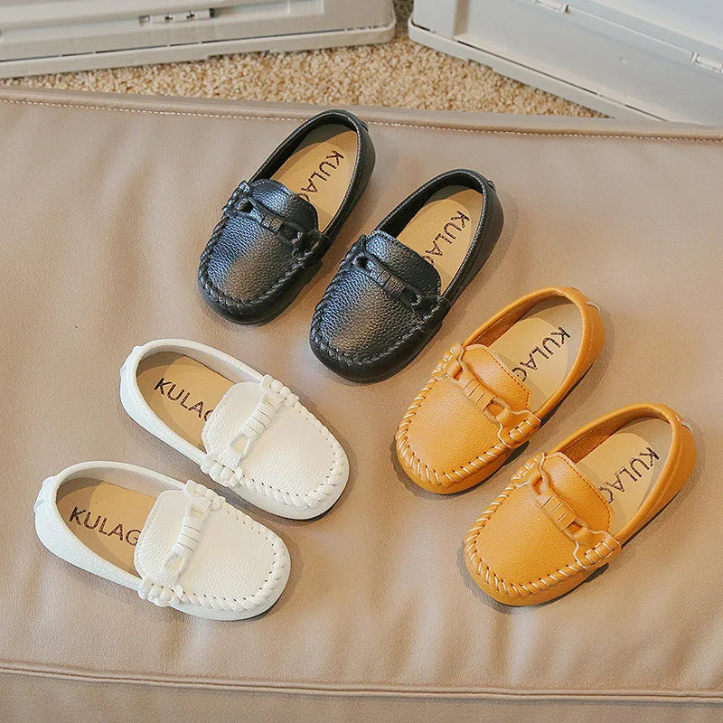 Kid's Leather Flats Slip-on Loafers