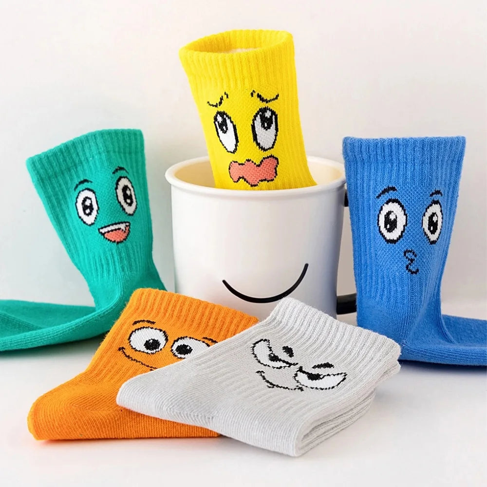 5 Pairs Kid's Comfortable Breathable Emoticons Socks