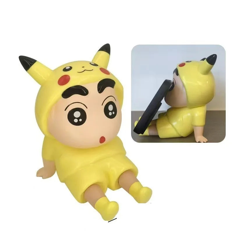 Crayon Shin-Chan Figures Phone Holder Kawaii Anime Desktop Ornaments Cartoon Watching TV Phone Support Cute Doll Decorations