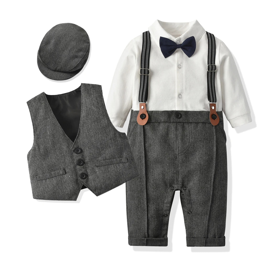 Baby Suits Romper + Vest + Hat