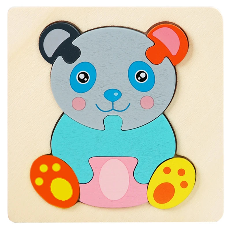 Montessori Animals Cartoon Wooden Puzzles