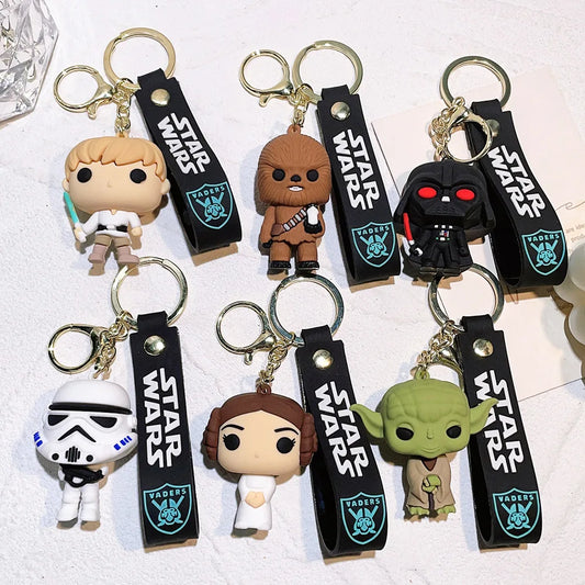 Disney Movie Star Wars Keychain Darth Vader Yoda Chewbacca Doll Handbag Pendant Keyrings Key Holder Decor for Boys Birthday Gift