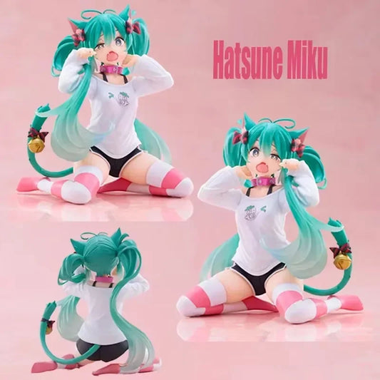 Anime Hatsune Miku Figure Cat Ear Long Sleeve Clothes Ver Model Toy Gift Collection Action Figure PVC