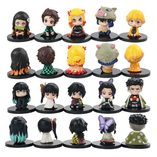 Demon Slayer Sitting Ghost Doll 10Pcs/Style Q Version Tanjiro Nidouzi Inosuke Zenizu Figure Action Figure Movie Model Toy Gift