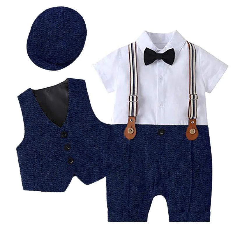 Baby Suits Romper + Vest + Hat