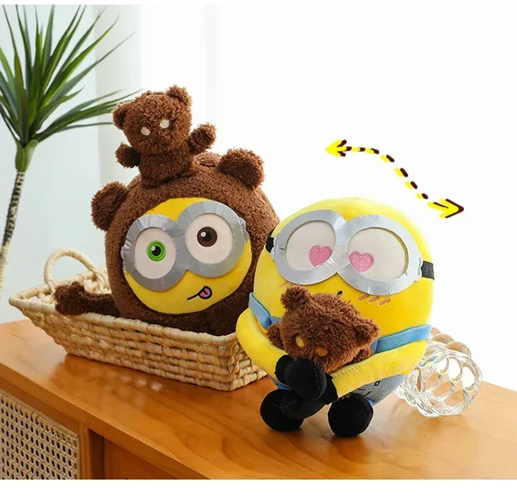 Movie Minions Plush Bob+Tim Series Bob Holding Tim Bear Doll High Quality Cute Animal Toys Christmas Gifts