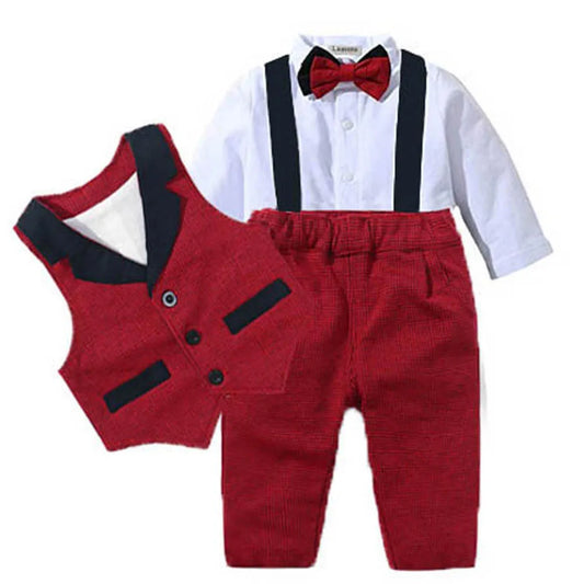 Baby Boy's  Romper + Vest Formal Outfit