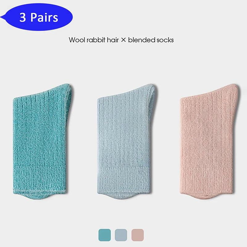 Children's 3 Pairs Woolen Thermal Socks