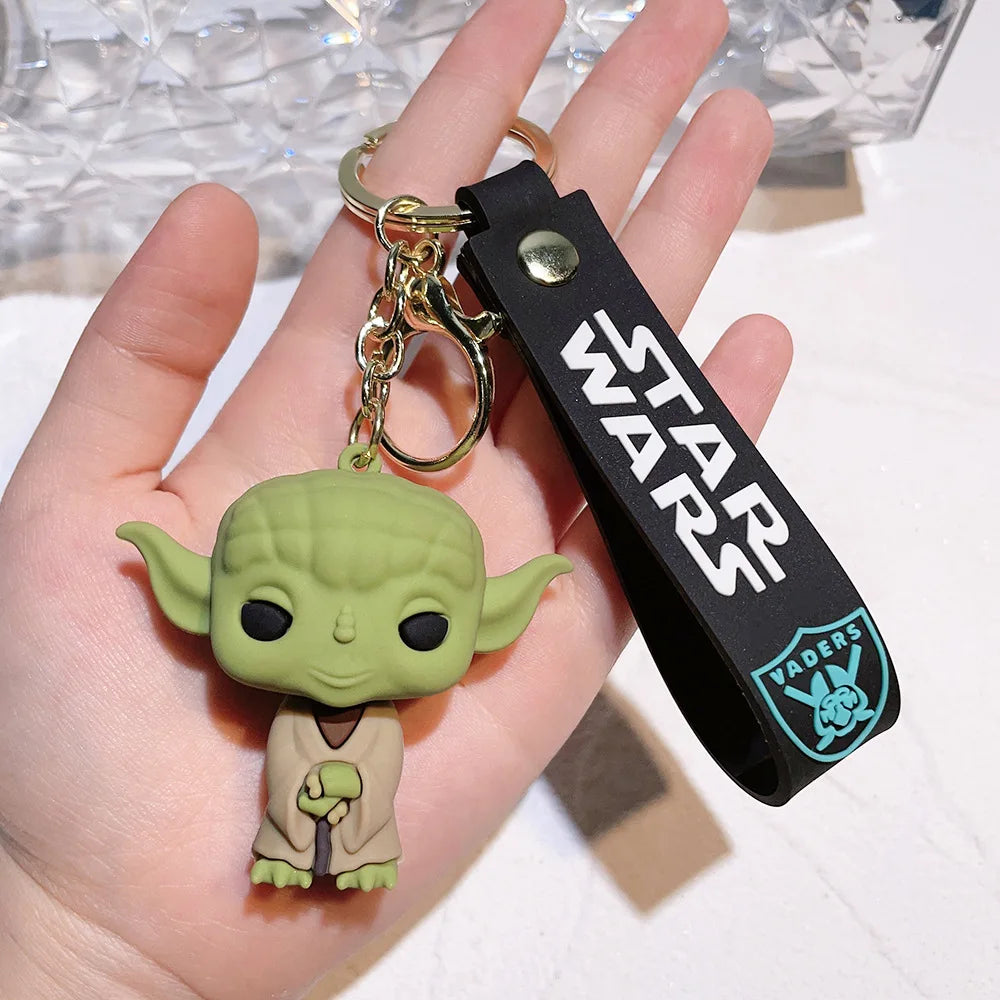 Disney Movie Star Wars Keychain Darth Vader Yoda Chewbacca Doll Handbag Pendant Keyrings Key Holder Decor for Boys Birthday Gift