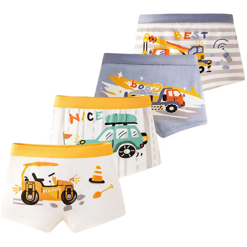 4 Pcs/Set Boy's Cotton Boxer