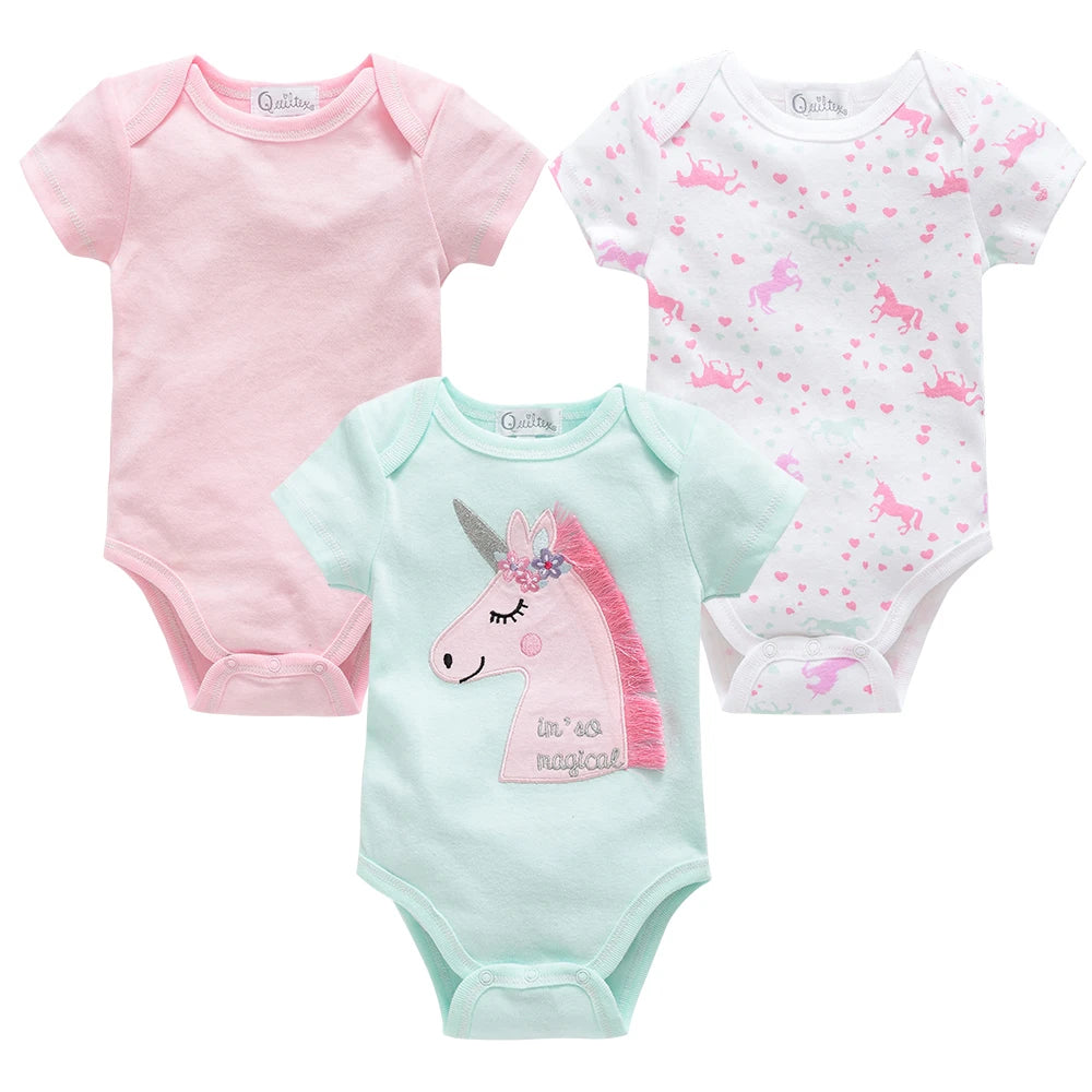 3/6 Pcs Newborn Short Sleeve Bodysuits