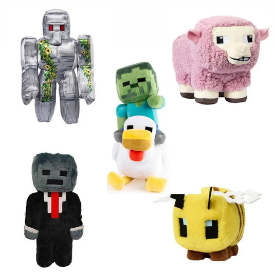MINCREAFT MOVIE  My World Chicken Jockey Plush Cute Pink Sheep Plushie Movie Peripherals Stuffed Pillow Soft Decor Doll Toy Children's Gift