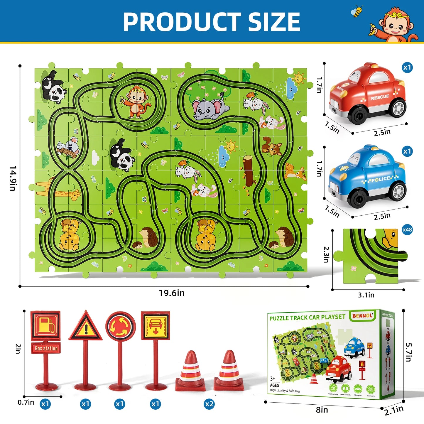 Race Track Jigsaw Puzzle  Car Set Toys for Kids