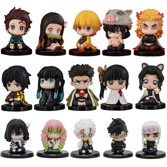 Demon Slayer Q Version  5 Style/Set Sitting Ghost Doll Tanjiro Nidouzi Inosuke Zenizu Figure Action Figure Movie Model Toys Doll