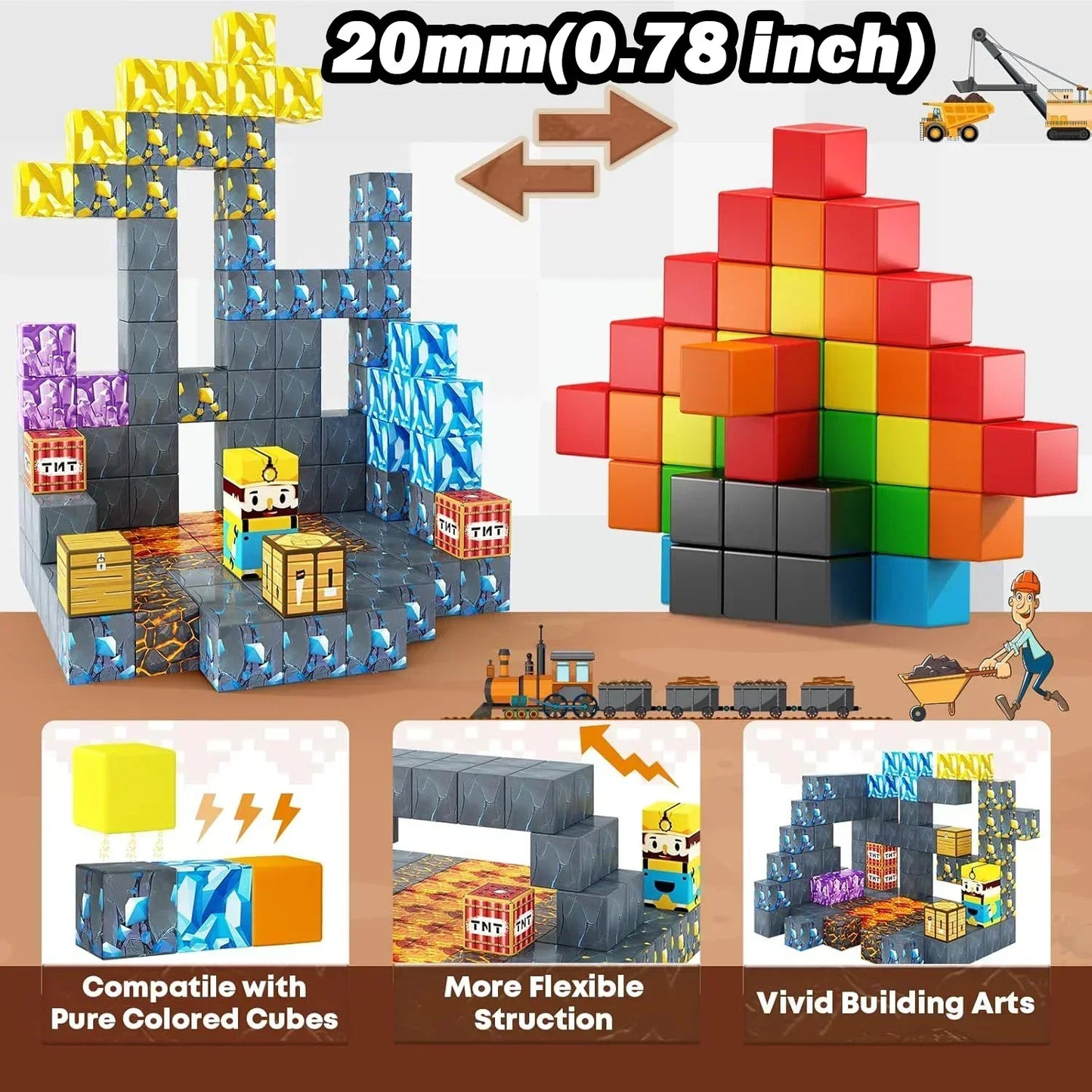 Magnetic Building Block Cube Mine World Set